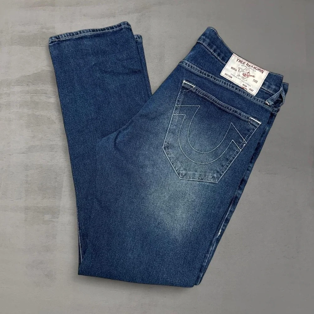 Y2K True Religion Geno Relaxed Slim Jeans Blue Medium Wash 33